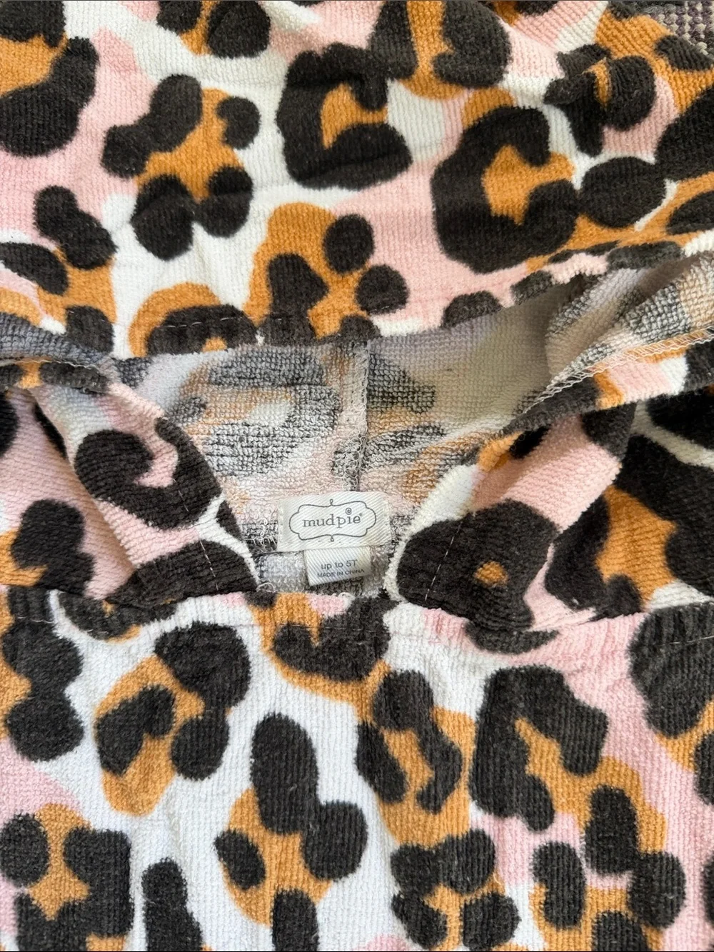 Mud Pie Kids Hooded Leopard Swim Poncho in Pink, Brown & Black